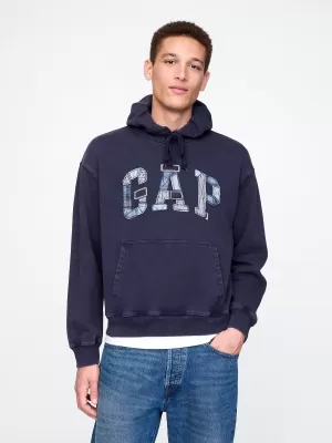Moški pulover GAP PATCHWORK LOGO PULLOVER HOODIE 745196-00 MORNARIŠKA UNIFORMA
