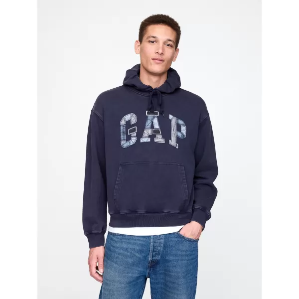  Moški pulover GAP PATCHWORK LOGO PULLOVER HOODIE 745196-00 MORNARIŠKA UNIFORMA 