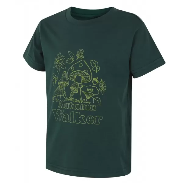 Otroška majica s kratkimi rokavi HUSKY TEE MUSHROOM K TEMNO ZELENA 