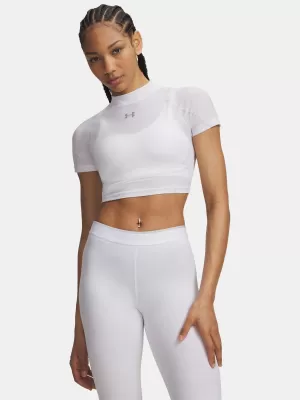 Ženska majica s kratkimi rokavi UNDER ARMOUR HEATGEAR ELITE CROP MCK SS 6014710-100 BELA