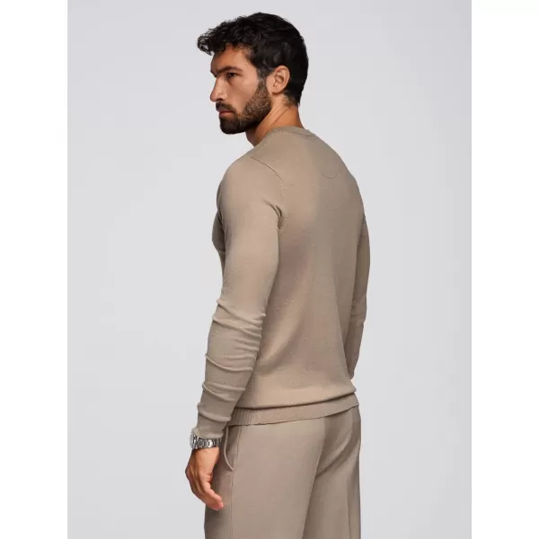  Moški pulover OMBRE OM-SWBS-0106 TEMNO BEŽ 