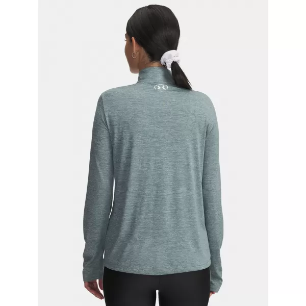  Ženska majica s kratkimi rokavi UNDER ARMOUR TECH 1/2 ZIP- TWIST 1384225-587 MODRA 