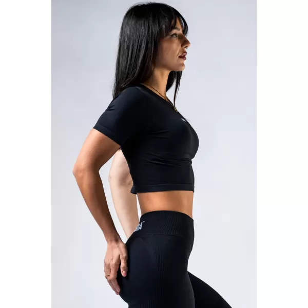  Brezšiven crop top s kratkimi rokavi POWER 891 BLACK Nebbia 