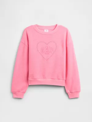 Otroški pulover GAP CREW SWEATSHIRT 839163-00 ROŽNATO SRCE