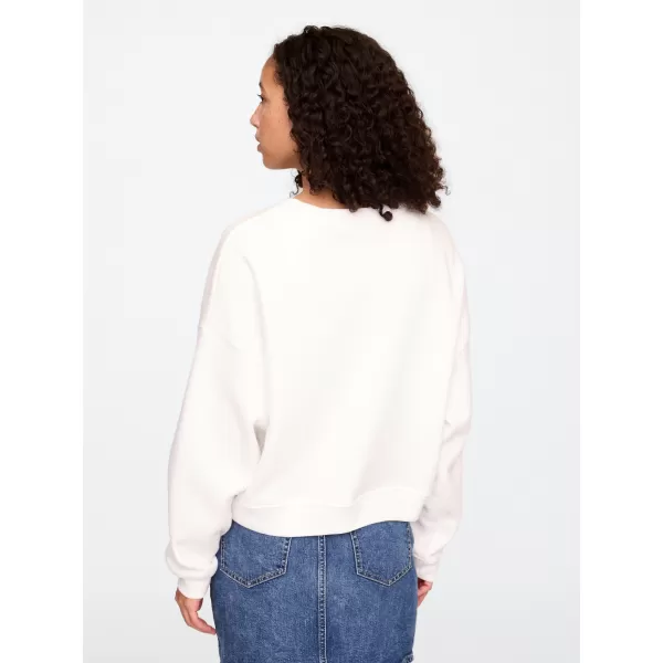  Ženski pulover GAP HERITAGE LOGO WEDGE NECK SWEATSHIRT 744527-00 BELA GRAFIKA SRCA 