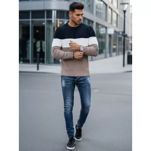  Moški pulover DSTREET WX2321 BEŽ/TEMNO MODRA 