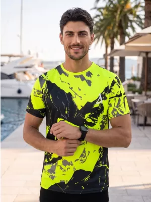 Moška vrhunska majica s kratkimi rokavi ALTISPORT VOJ/ALM131TR01 FLUO RUMENA/ČRNA