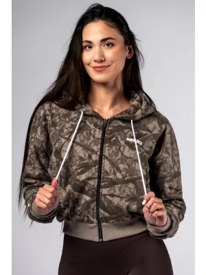 Pulover s kapuco na zadrgo POWER 895 SVETLO RJAV CAMO Nebbia