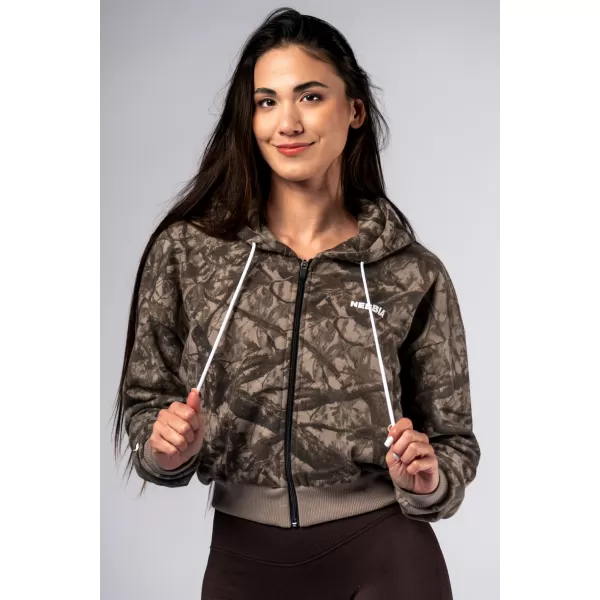  Pulover s kapuco na zadrgo POWER 895 SVETLO RJAV CAMO Nebbia 