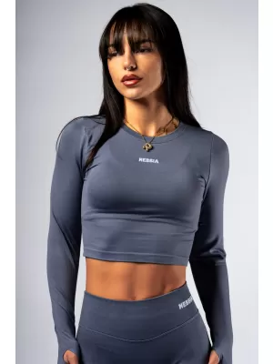 Brezšiven kratki top z dolgimi rokavi POWER 892 GREY Nebbia