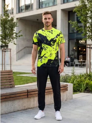 Moška vrhunska majica s kratkimi rokavi ALTISPORT VOJ/ALM131TR01 FLUO RUMENA/ČRNA