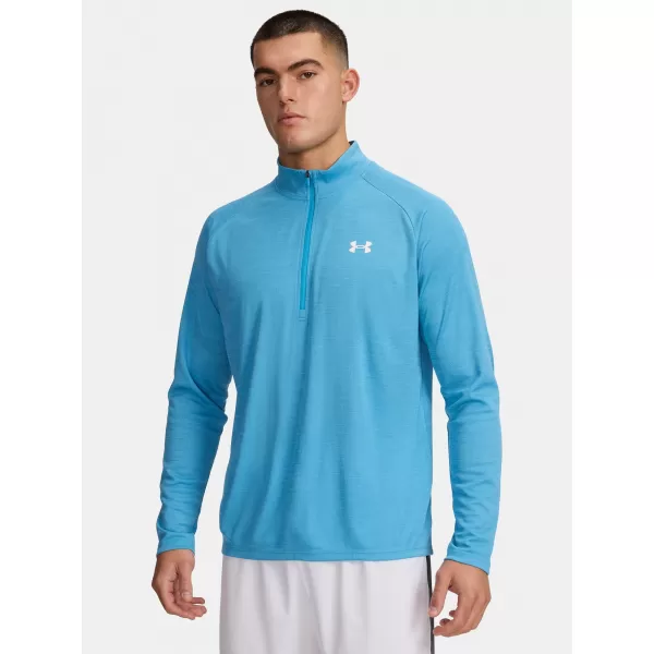  Moška majica s kratkimi rokavi UNDER ARMOUR UA TECH TEXTURED 1/2 ZIP 1382797-453 MODRA 