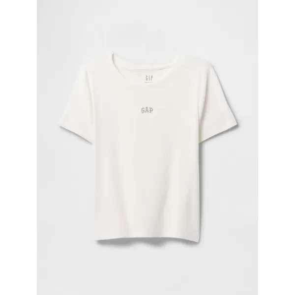  Ženska majica s kratkimi rokavi GAP LOGO MODAL RIBBED ABBREVIATED TEE 637782-02 NOVO UMAZANO BELO 