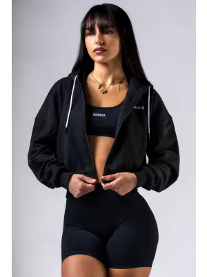 Pulover s kapuco na zadrgo POWER 895 BLACK Nebbia
