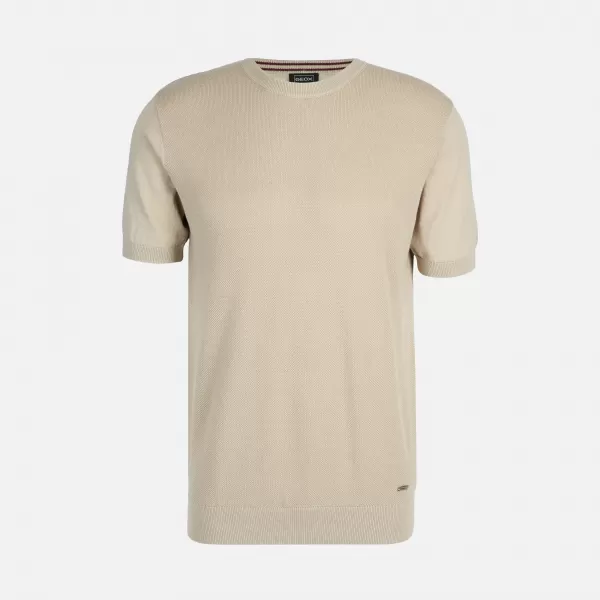  Moška majica s kratkimi rokavi GEOX KNIT G012316 BEŽ 