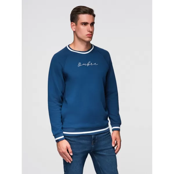  Moški pulover OMBRE OM-SSNZ-0244 TEMNO MODRA 