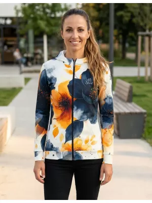 Ženski premium pulover z zadrgo ALTISPORT VOJ/ALW127MI02 ČRNA/ORANŽNA