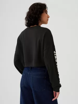 Ženski pulover GAP DROP SHOULDER SUPER CROP SWEATSHIRT 498952-02 PRAVA ČRNA