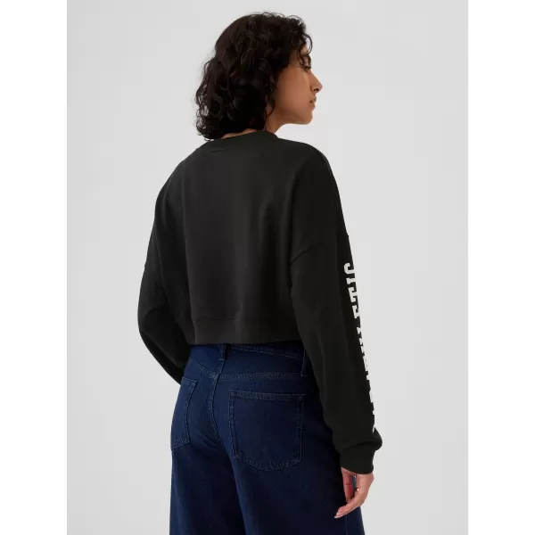  Ženski pulover GAP DROP SHOULDER SUPER CROP SWEATSHIRT 498952-02 PRAVA ČRNA 