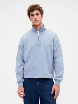 Pulover GAP CORP LOGO HALF ZIP 873446-01 SONČNO SIVA