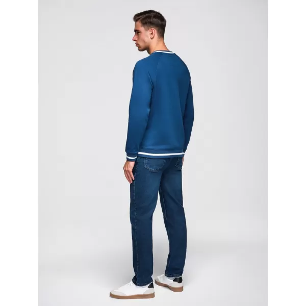  Moški pulover OMBRE OM-SSNZ-0244 TEMNO MODRA 