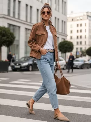 Ženska jakna DSTREET TY5644 RJAVA