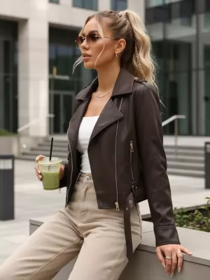 Ženska jakna DSTREET TY5647 RJAVA