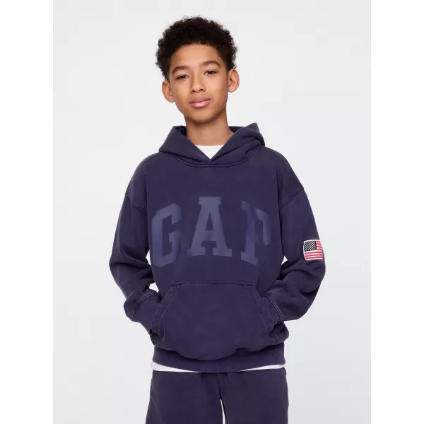 Otroški pulover GAP LOGO PULLOVER HOODIE 782130-00 MORNARIŠKA UNIFORMA 