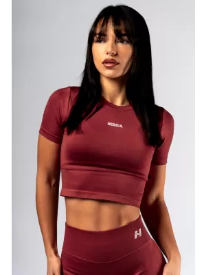 Brezšiven crop top s kratkimi rokavi POWER 891 RED Nebbia