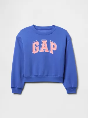 Otroški pulover GAP LOGO WEDGE NECK SWEATSHIRT 746173-01 BLEŠČEČE MODRA