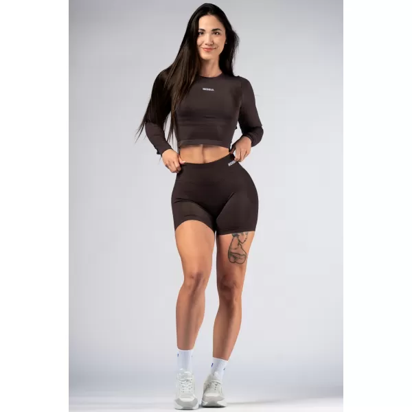  Brezšiven crop top z dolgimi rokavi POWER 892 TEMNO RJAV Nebbia 