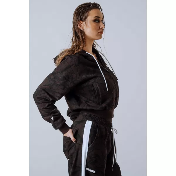  Pulover s kapuco na zadrgo POWER 895 TEMNO RJAV CAMO Nebbia 