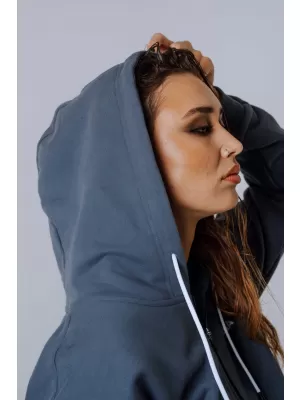 Pulover s kapuco na zadrgo POWER 895 SIVA Nebbia