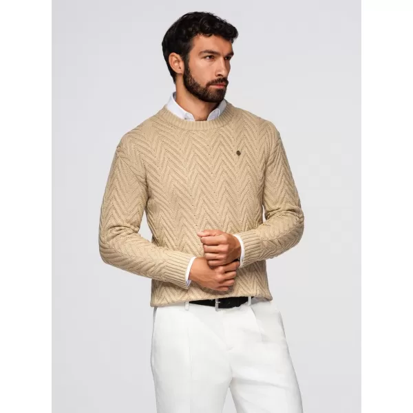  Moški pulover OMBRE OM-SWSW-0147 PESEK 