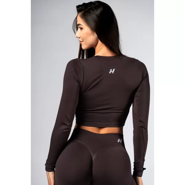  Brezšiven crop top z dolgimi rokavi POWER 892 TEMNO RJAV Nebbia 