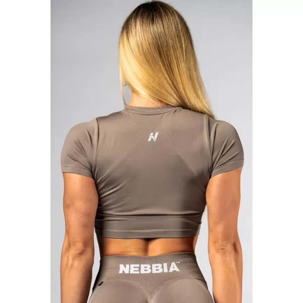 Brezšiven crop top s kratkimi rokavi POWER 891 SVETLO RJAV PEPEL Nebbia 