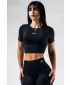 Brezšiven crop top s kratkimi rokavi POWER 891 BLACK Nebbia
