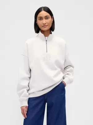Pulover GAP CORP LOGO HALF ZIP 873446-00 OBIČAJNA SIVA