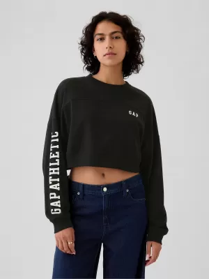Ženski pulover GAP DROP SHOULDER SUPER CROP SWEATSHIRT 498952-02 PRAVA ČRNA