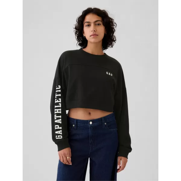  Ženski pulover GAP DROP SHOULDER SUPER CROP SWEATSHIRT 498952-02 PRAVA ČRNA 