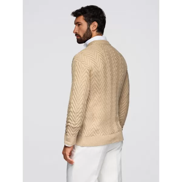  Moški pulover OMBRE OM-SWSW-0147 PESEK 