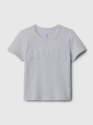 Otroška majica s kratkimi rokavi GAP LOGO GRAPHIC TEE 454294-01 SIVE SNOVI