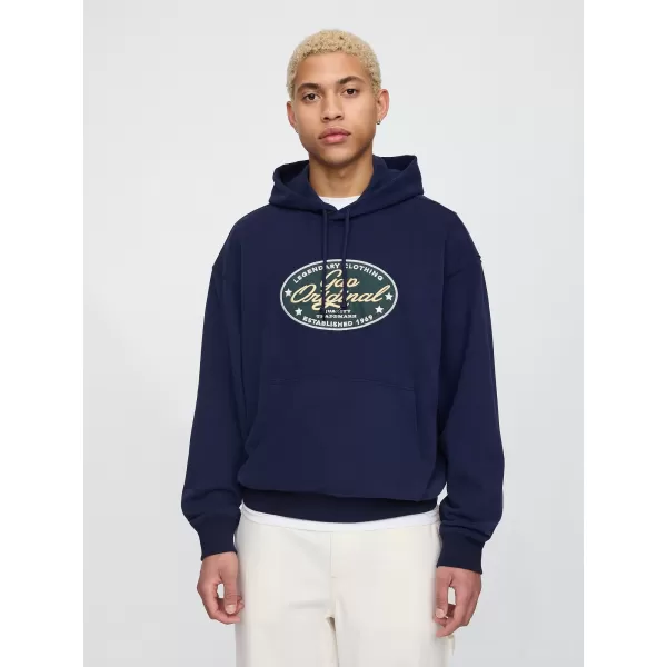  Moški pulover GAP LOGO PULLOVER HOODIE 744731-00 MORNARIŠKA UNIFORMA 