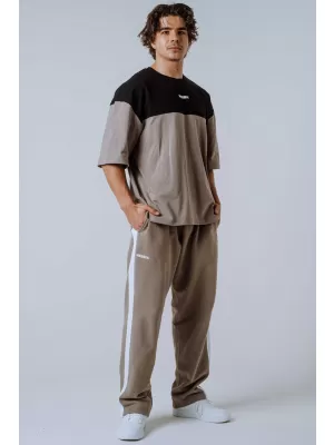 Oversized majica s kratkimi rokavi POWER 898 SVETLO RJAVA PEPELNA Nebbia