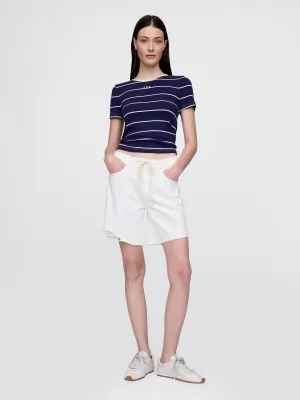 Ženska majica s kratkimi rokavi GAP LOGO MODAL RIBBED ABBREVIATED TEE 637782-04 MORNARSKI TRAK