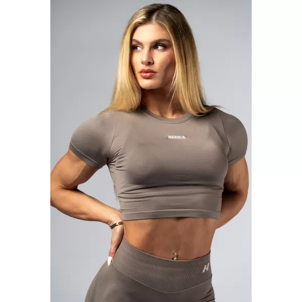  Brezšiven crop top s kratkimi rokavi POWER 891 SVETLO RJAV PEPEL Nebbia 