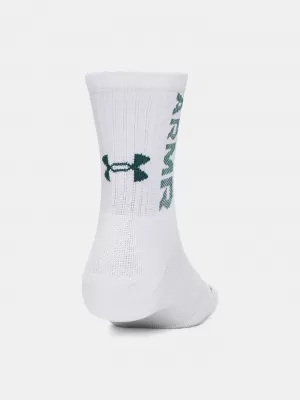 Nogavice UNDER ARMOUR UA 3-MAKER 3PK MID-CREW 1373084-106 BELA