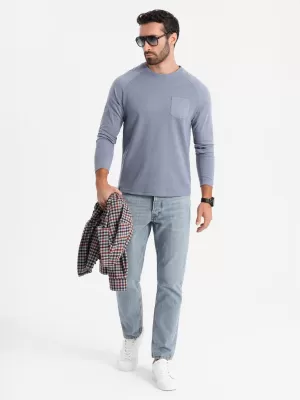 Moška majica s kratkimi rokavi OMBRE OM-LSCL-0109 MODRI DENIM