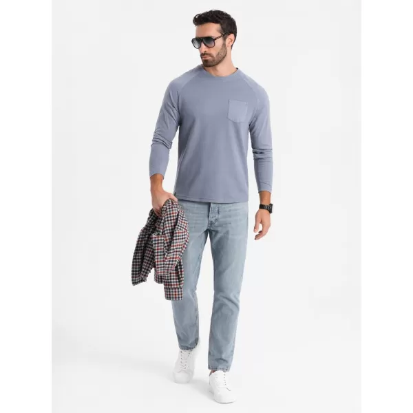  Moška majica s kratkimi rokavi OMBRE OM-LSCL-0109 MODRI DENIM 