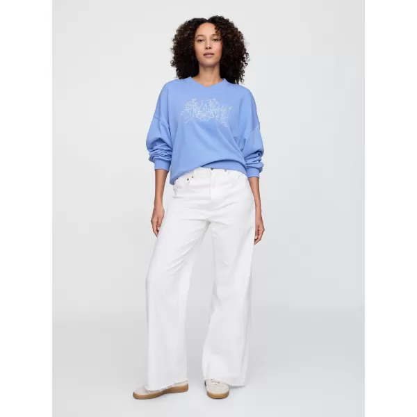  Ženski pulover GAP LOGO WEDGE NECK SWEATSHIRT 714869-02 SRAJCA MODRA 